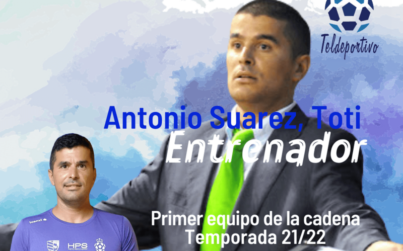 Cartel del Teldeportivo anunciando el fichaje de Antonio Suárez como entrenador/TA.